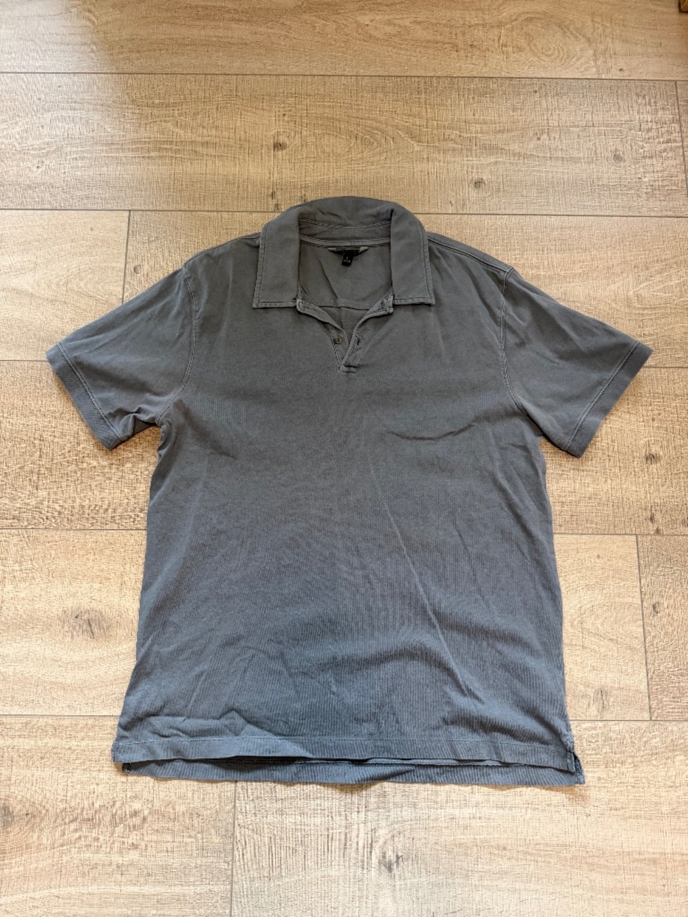Banana Republic Faded Charcoal Gray Polo Shirt Short Sleeve Men's Size Large